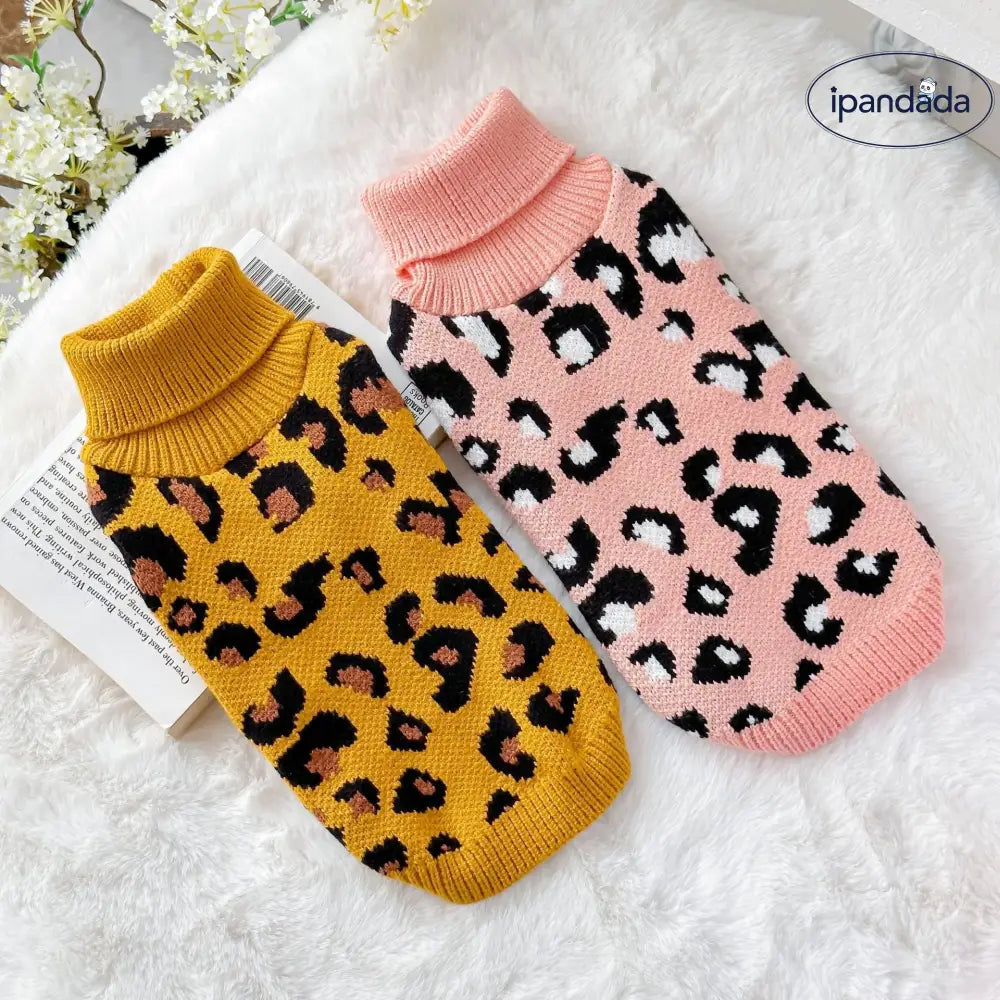 ペット用 ヒョウ柄 セーター 3色から選べる ヒョウ柄 犬服 テディベア フレンチブルドッグ 秋冬用 ID2449