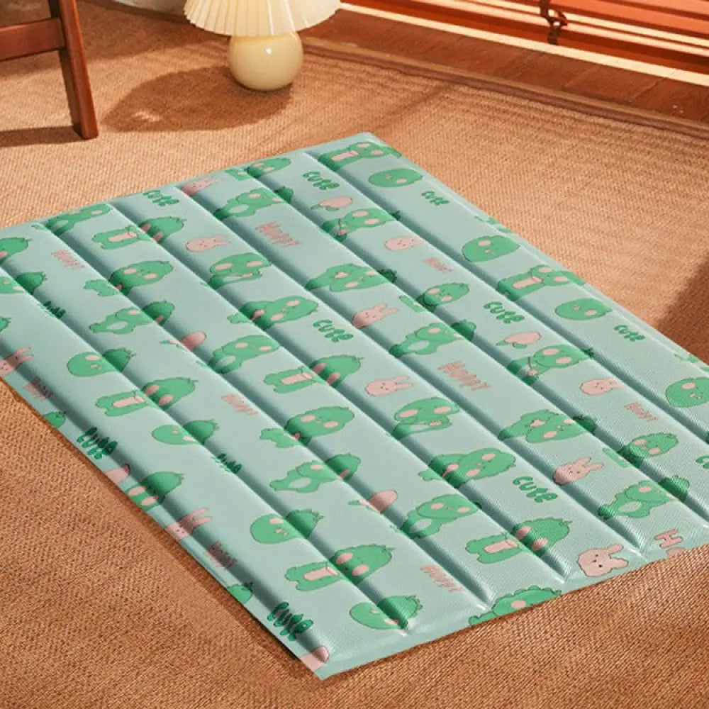 ID750 ペット用冷却マット 夏用 暑さ対策 ジェルクッション ひんやり涼感 猫犬共用 冷却ジェルパッド ペットベッド 保冷効果 洗える設計 S～XLサイズ グリーン② / S(30*40cm) ペット用品＞ベッド・ハウス