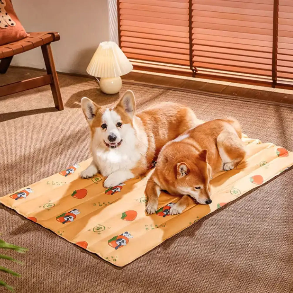 ID750 ペット用冷却マット 夏用 暑さ対策 ジェルクッション ひんやり涼感 猫犬共用 冷却ジェルパッド ペットベッド 保冷効果 洗える設計 S～XLサイズ オレンジ / S(30*40cm) ペット用品＞ベッド・ハウス