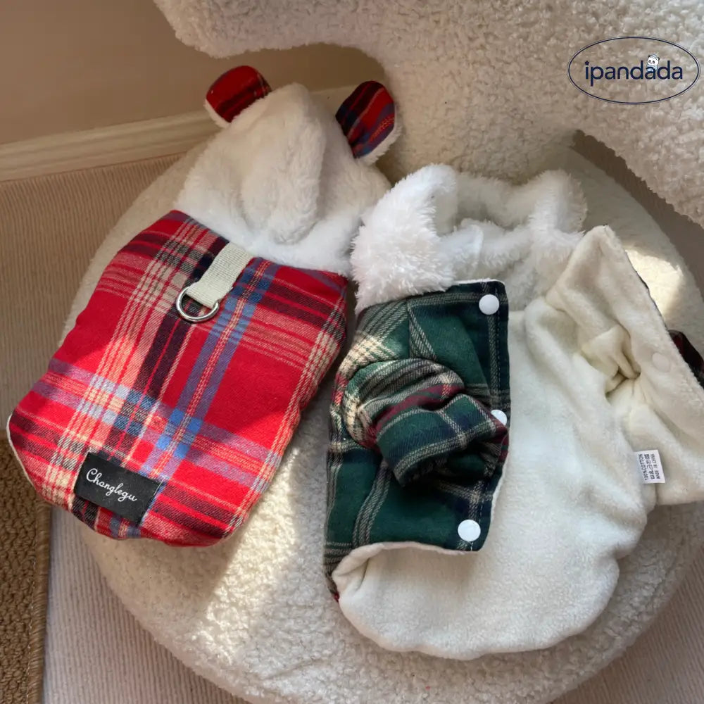 ペット用犬用 フリース 厚手 秋冬 猫用 ビション フリーゼ テディベア 牽引可能 フード付き 保温 コート ID3224