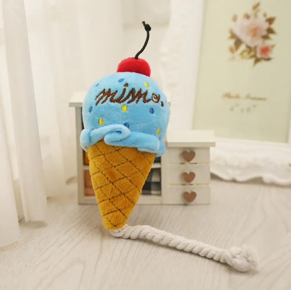 ペット用 犬おもちゃ 2色 アイスクリーム 音が鳴る ピンク ペット用品 猫用 動物 可愛い ID2559 ブルー