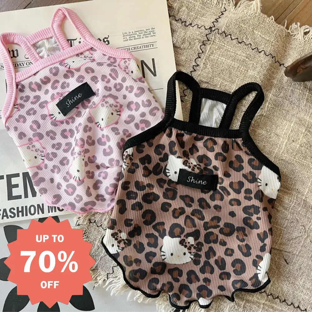 ID530 ペット用 サロペット 豹柄 キティ アイスシルク 春夏新作 猫 犬 兼用 クール素材 かわいい 涼感 柔らかい 快適 ストレッチ マルチサイズ 2色展開 ペット用品＞ウェア