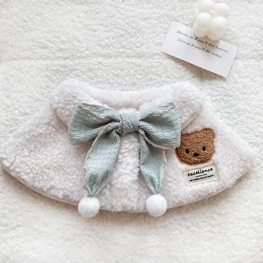 ペット用 ショール ケープ ビションフリーゼ ポメラニアン おしゃれカラー 小型犬用 スカーフ ネックウォーマー かわいい お散歩 秋冬用 フリース ID3728 ホワイト / XS ペット用品＞ウェア