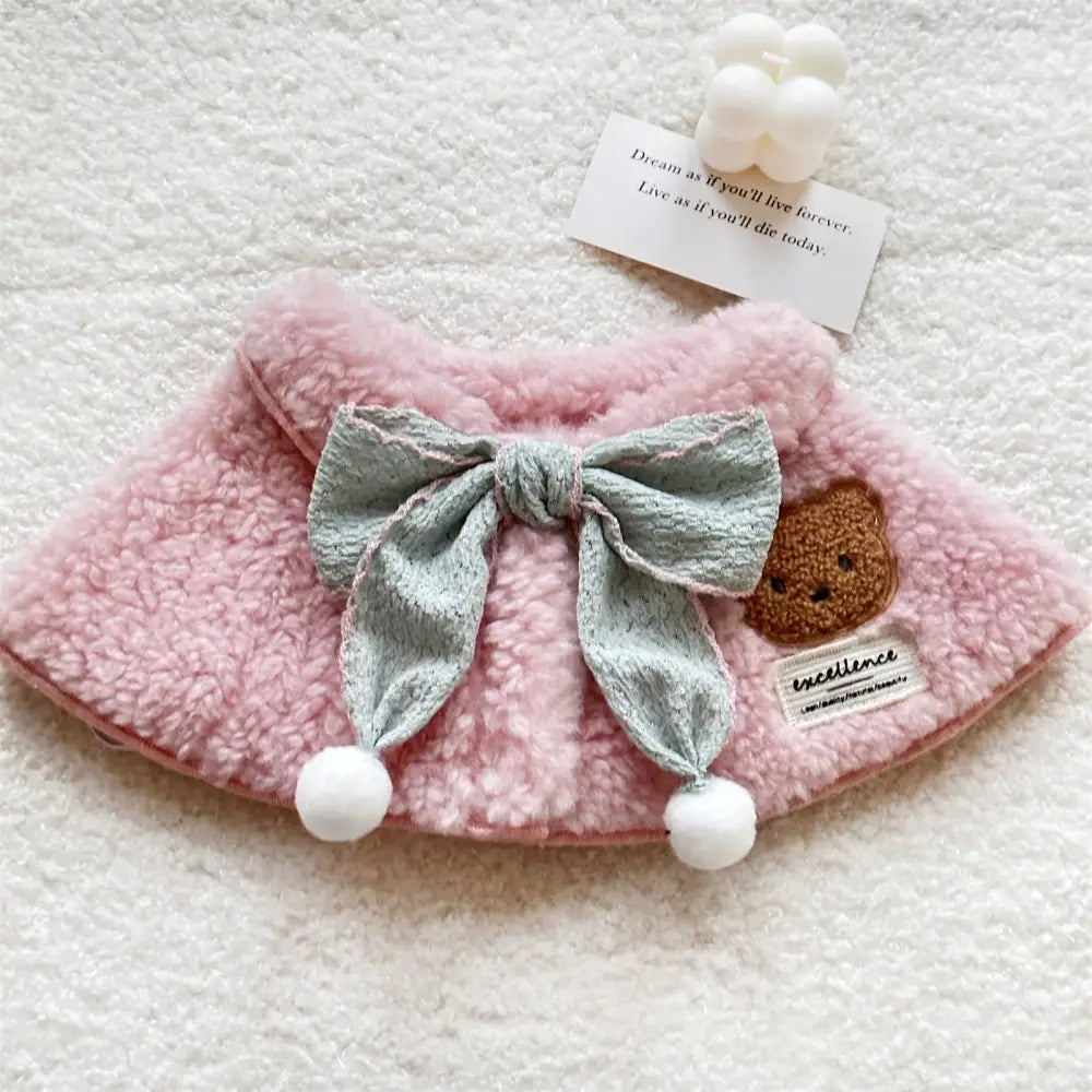 ペット用 ショール ケープ ビションフリーゼ ポメラニアン おしゃれカラー 小型犬用 スカーフ ネックウォーマー かわいい お散歩 秋冬用 フリース ID3728 ピンク / XS ペット用品＞ウェア