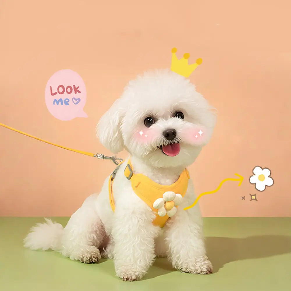 ID1178 ペット用おしゃれハーネス 花柄レースデザイン 小型犬・猫用 通気性抜群 散歩用ベスト お散歩 お出かけ アウトドア ペット用品＞ハーネス・リード