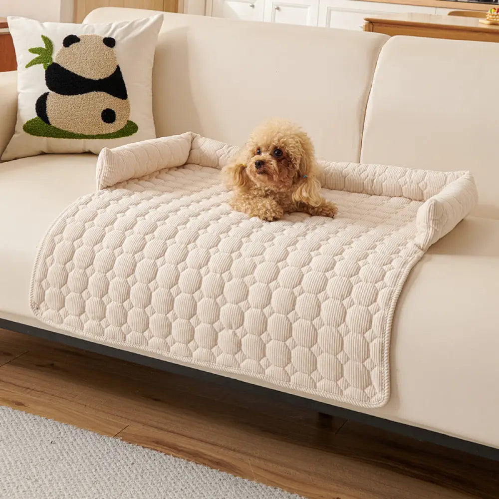 ID1125 ペット用ソファクッション 厚型 猫キズ防止 滑り止め付き 犬猫ベッド ペット用品 洗える 滑り止め あったか ベージュ / 75*75cm ペット用品＞ベッド・ハウス