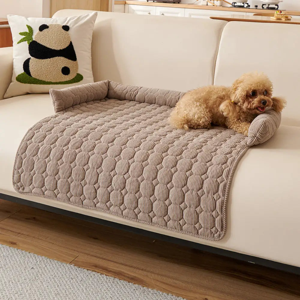 ID1125 ペット用ソファクッション 厚型 猫キズ防止 滑り止め付き 犬猫ベッド ペット用品 洗える 滑り止め あったか ブラウン / 75*75cm ペット用品＞ベッド・ハウス