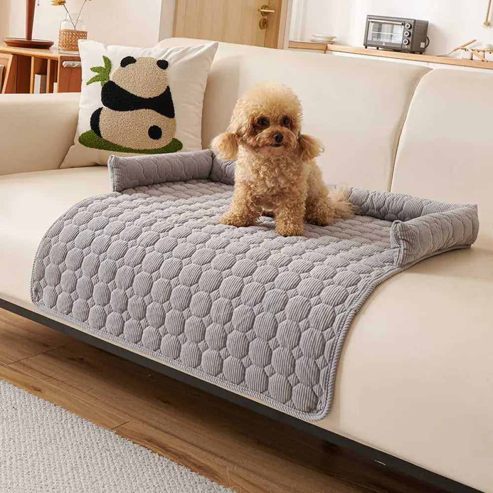 ID1125 ペット用ソファクッション 厚型 猫キズ防止 滑り止め付き 犬猫ベッド ペット用品 洗える 滑り止め あったか ライトグレー / 75*75cm ペット用品＞ベッド・ハウス