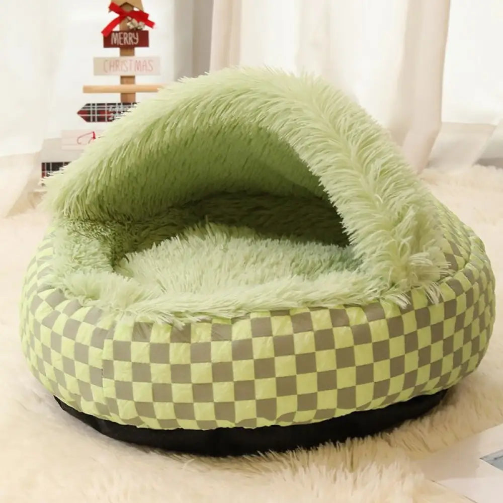 ペットベッド 犬 ふわふわ 保温防寒 かわいい 洗える 貝殻形 秋冬用 布団 寒さ対策 介護 小型犬 グリーン / M/直径40cm ペット用品＞ベッド・ハウス