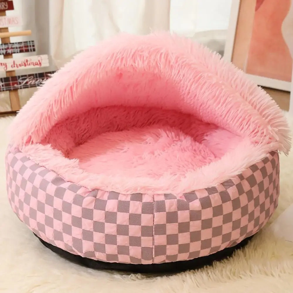 ペットベッド 犬 ふわふわ 保温防寒 かわいい 洗える 貝殻形 秋冬用 布団 寒さ対策 介護 小型犬 ピンク / M/直径40cm ペット用品＞ベッド・ハウス