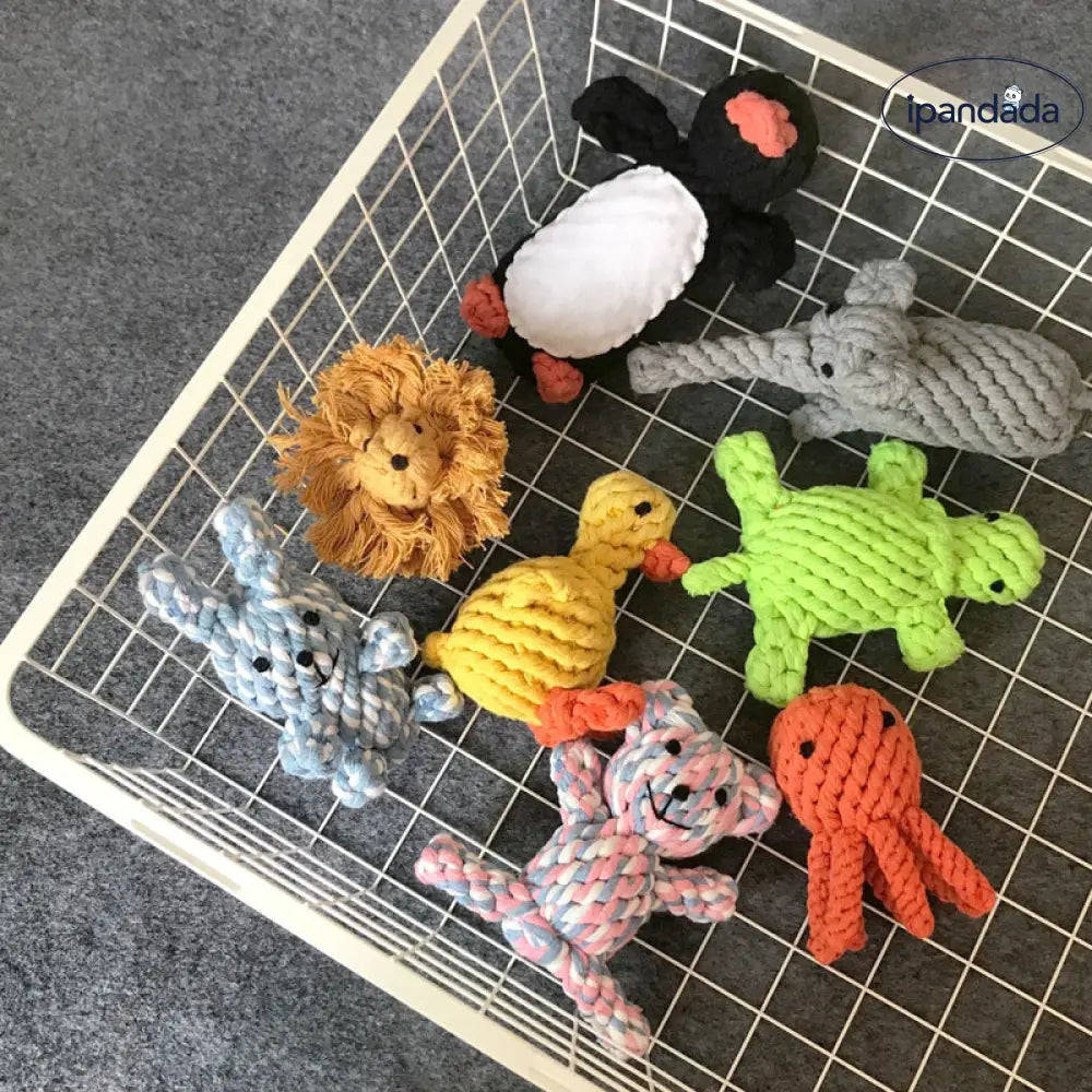 ID836 ペットおもちゃ 子犬用 歯磨き 綿ロープ 結び目 噛む耐久性 トイプードル ビション・フリーゼ 小型犬 安全素材 洗える 引っ張り遊び おもちゃ人形 ペット用品＞おもちゃ