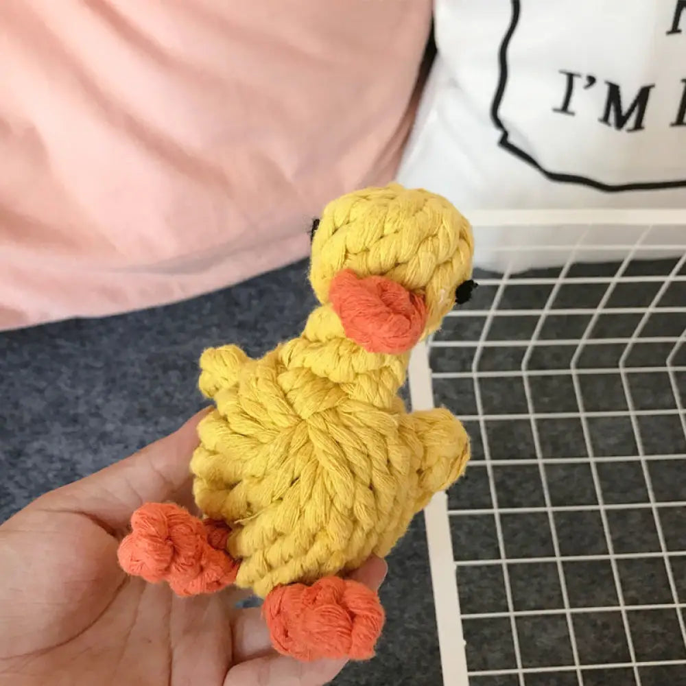ID836 ペットおもちゃ 子犬用 歯磨き 綿ロープ 結び目 噛む耐久性 トイプードル ビション・フリーゼ 小型犬 安全素材 洗える 引っ張り遊び おもちゃ人形 アヒル（9×15cm） ペット用品＞おもちゃ