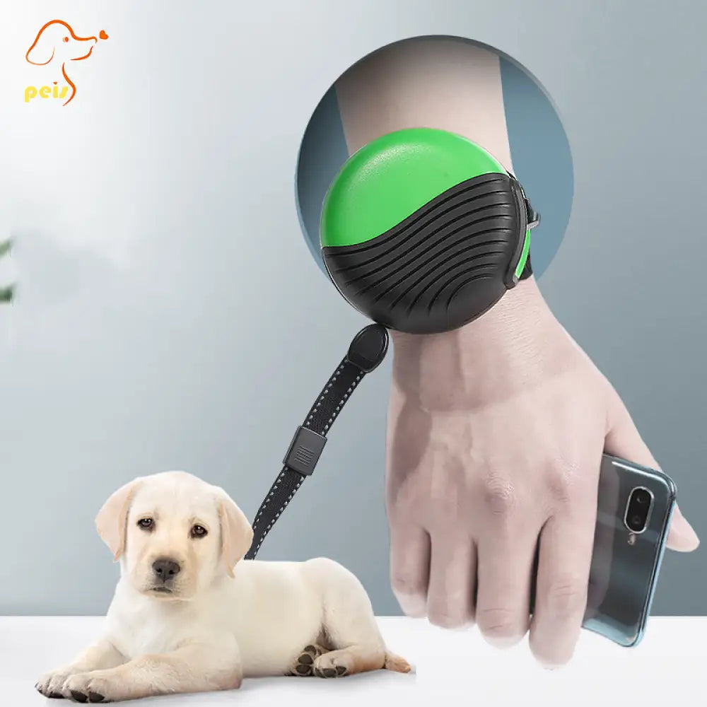 ID1173 ペットリード 3m 伸縮リード 巻き取り式ドッグリード 自動巻き 腕時計型 小型犬 大型犬対応 散歩用 滑り止め ペット用品＞ハーネス・リード