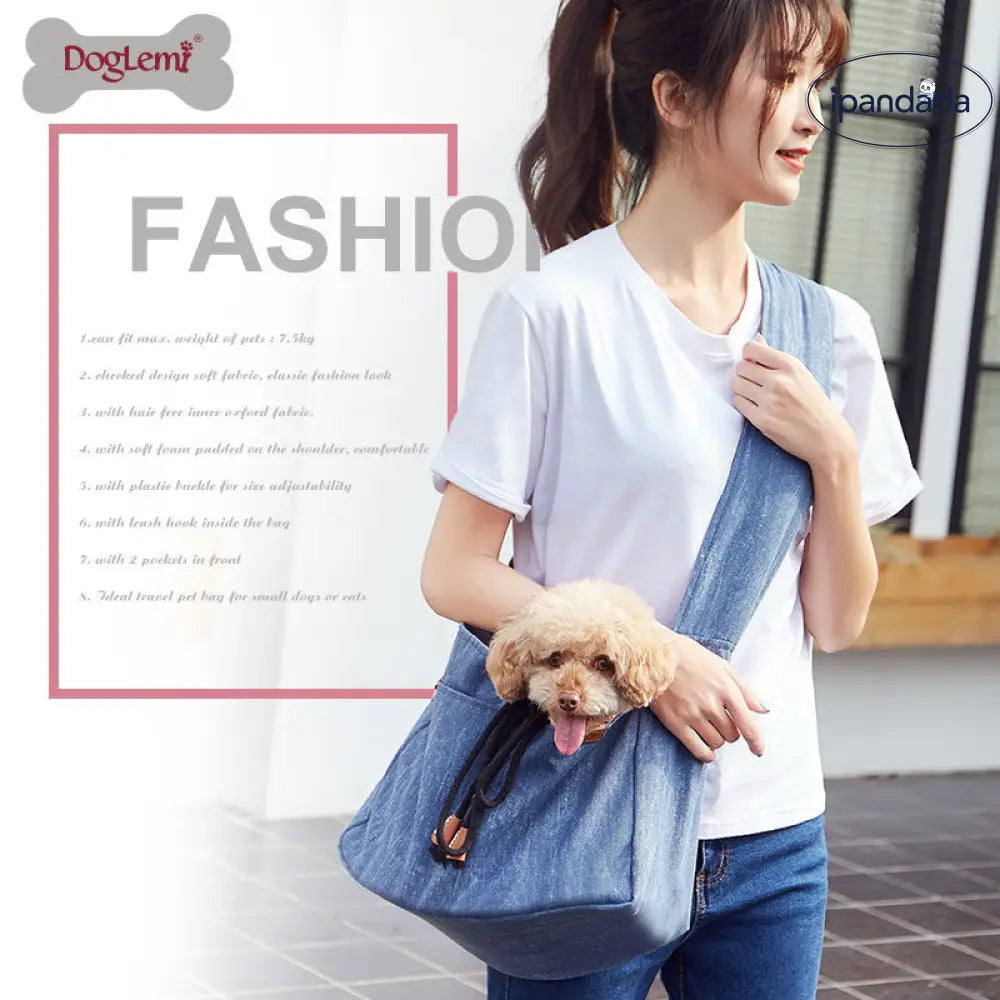 ID924 ペットスリング 犬猫用 ドッグスリング 小型犬 抱っこ紐 コットン バッグスリング キャリー 幅広の肩紐 ペットキャリーバッグ お出かけ 飛び出し防止 写真通り / フリー ペット用品