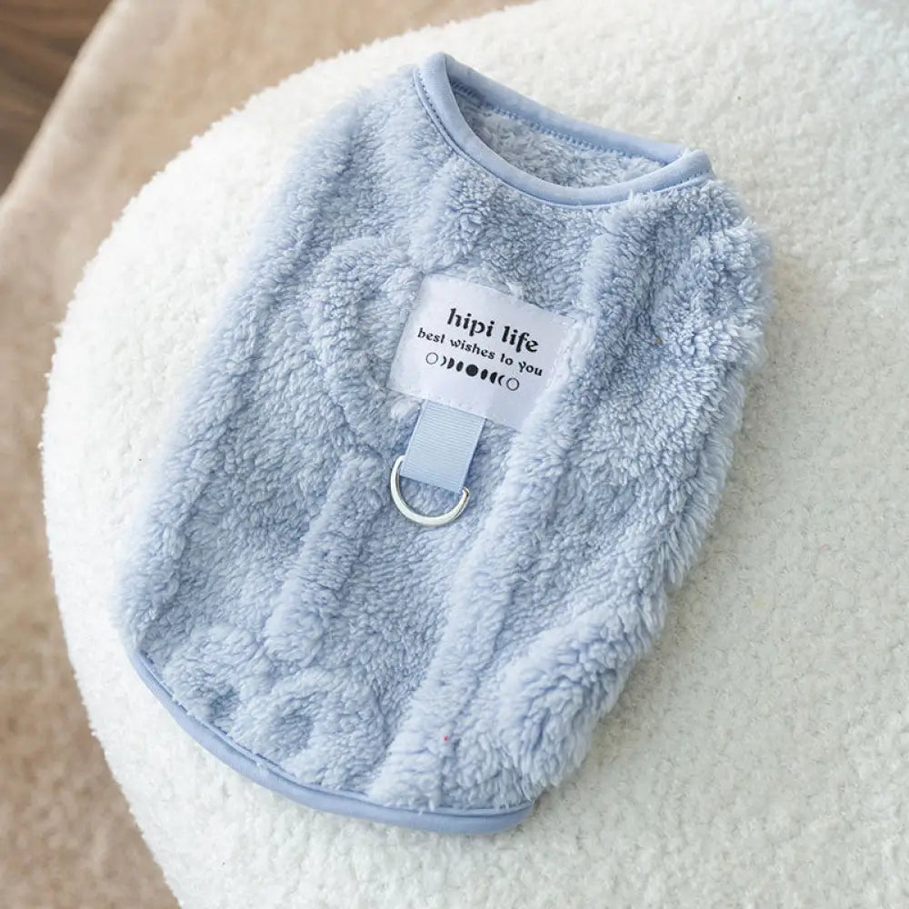 ペットウェア 服 犬 猫 もこもこ ふわふわ 可愛い 秋冬 着せやすい 防寒 お散歩 おしゃれ ファッション コットンフリース ブルー / XS ペット用品＞ウェア