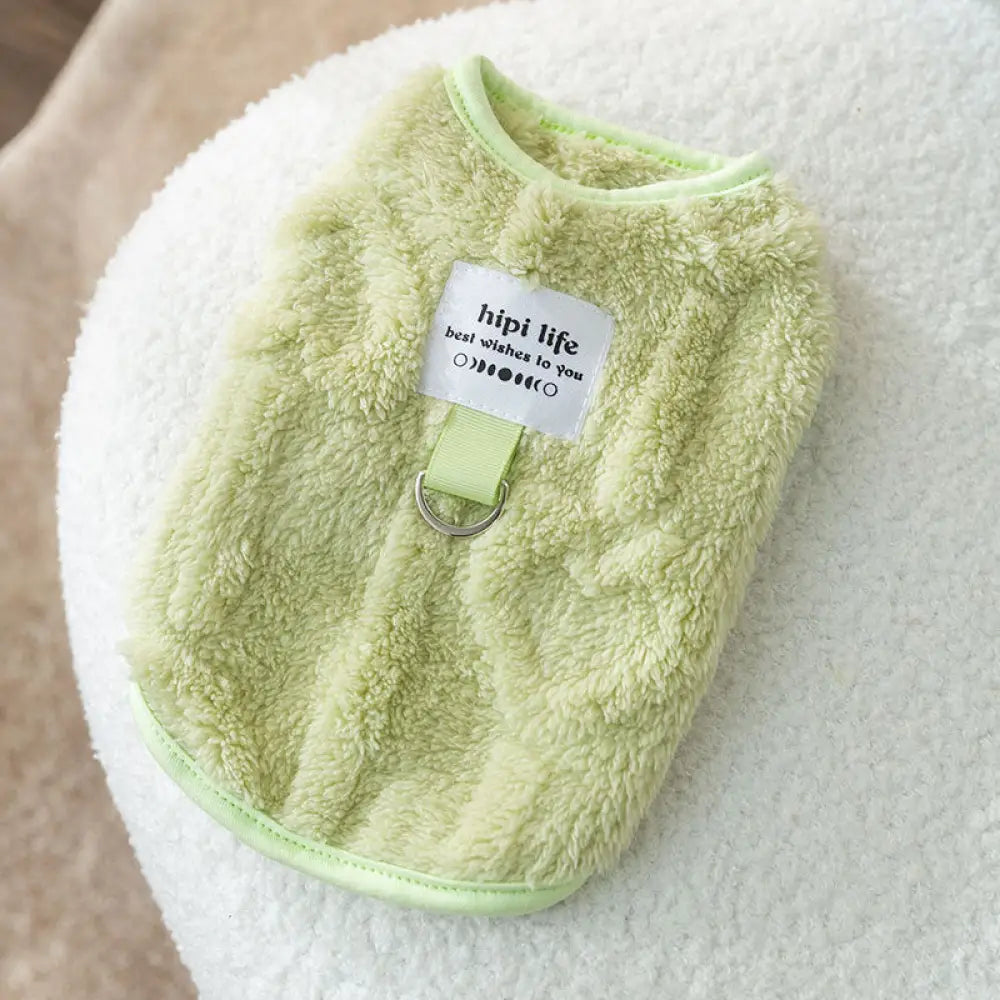 ペットウェア 服 犬 猫 もこもこ ふわふわ 可愛い 秋冬 着せやすい 防寒 お散歩 おしゃれ ファッション コットンフリース グリーン / XS ペット用品＞ウェア