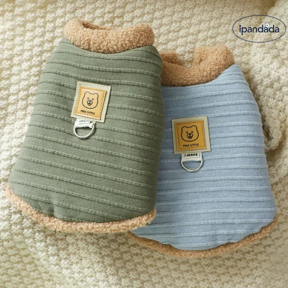 ペットウェア 秋冬用 保温 裏起毛 厚手 フリース 猫用・犬用 ベスト 型 綿素材 ジャンパー 丸首 フード付き ID3453