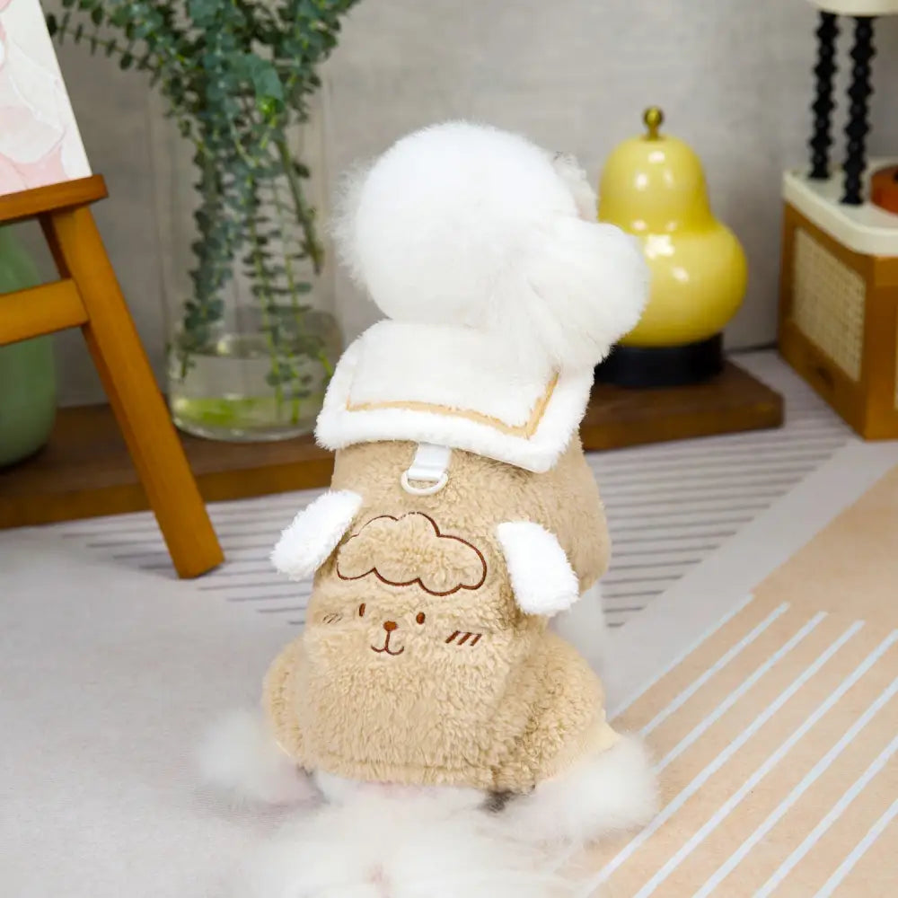 ペットウェア 秋冬用 犬服 新作 ペット服 フリース 四肢付き フリースジャケット ID3058 ベージュ / S