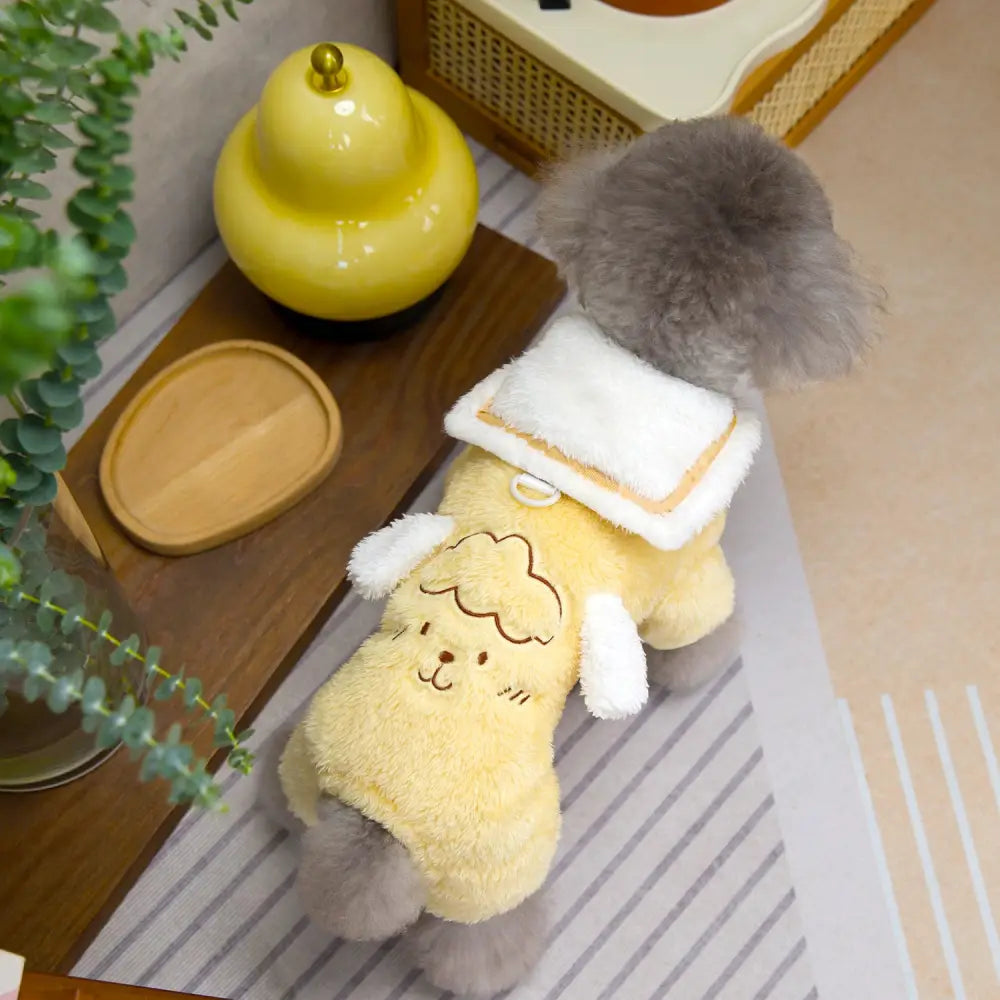 ペットウェア 秋冬用 犬服 新作 ペット服 フリース 四肢付き フリースジャケット ID3058 イエロー / S