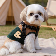 ペットウェア 秋冬 新作 小型犬 幼犬 ハッピー ドッグ キャット 保温 快適 シャギーフリース バイカラー ハーネス ベスト ID3520