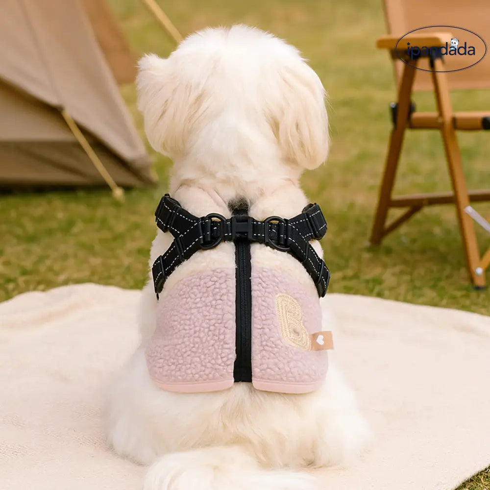 ペットウェア 秋冬 新作 小型犬 幼犬 ハッピー ドッグ キャット 保温 快適 シャギーフリース バイカラー ハーネス ベスト ID3520