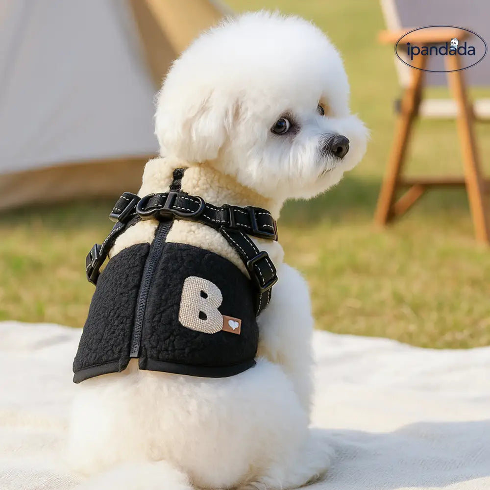 ペットウェア 秋冬 新作 小型犬 幼犬 ハッピー ドッグ キャット 保温 快適 シャギーフリース バイカラー ハーネス ベスト ID3520