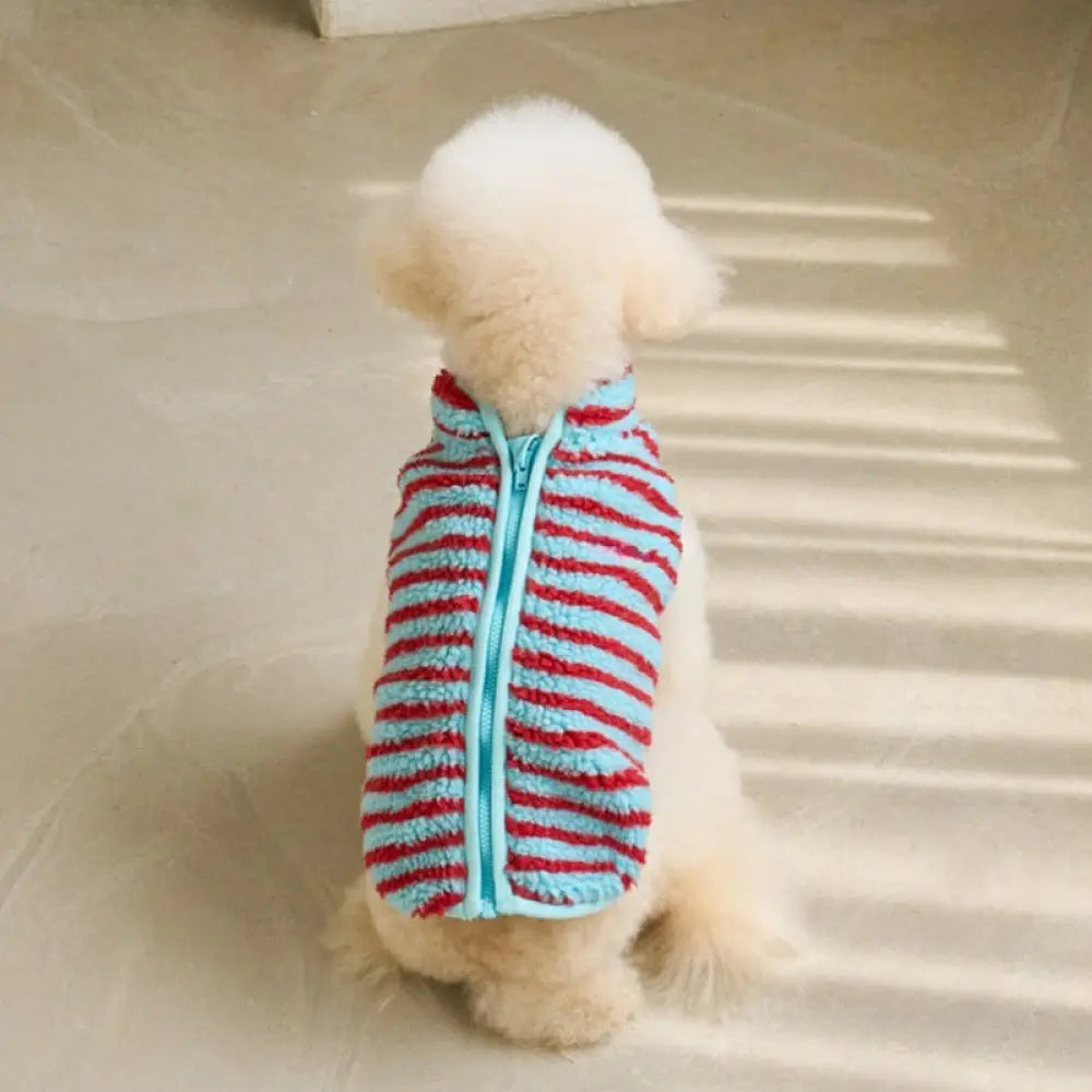 ペットウェア 新作 秋冬用 厚手 小型犬 服 ペット用品 ストライプベスト お散歩 かっこいい かわいい 犬 クリスマスプレゼント ID3572 ブルー / XS ペット用品＞ウェア