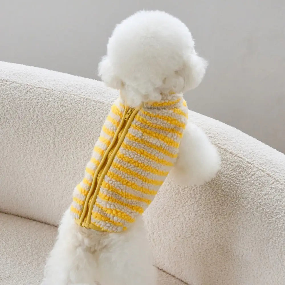 ペットウェア 新作 秋冬用 厚手 小型犬 服 ペット用品 ストライプベスト お散歩 かっこいい かわいい 犬 クリスマスプレゼント ID3572 イエロー / XS ペット用品＞ウェア