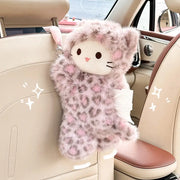 ピンク ヒョウ柄 猫 ティッシュカバー ぬいぐるみ 車載 ティッシュボックス かわいい 人形 カー アクセサリー 吊り下げ ティッシュ 柔らかい フリース おしゃれ ギフト プレゼント インテリア 車内 デコレーション 便利 ユニーク ID2588