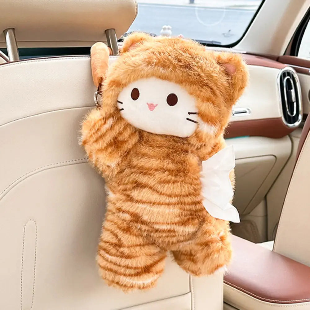 ピンク ヒョウ柄 猫 ティッシュカバー ぬいぐるみ 車載 ティッシュボックス かわいい 人形 カー アクセサリー 吊り下げ ティッシュ 柔らかい フリース おしゃれ ギフト プレゼント インテリア 車内 デコレーション 便利 ユニーク