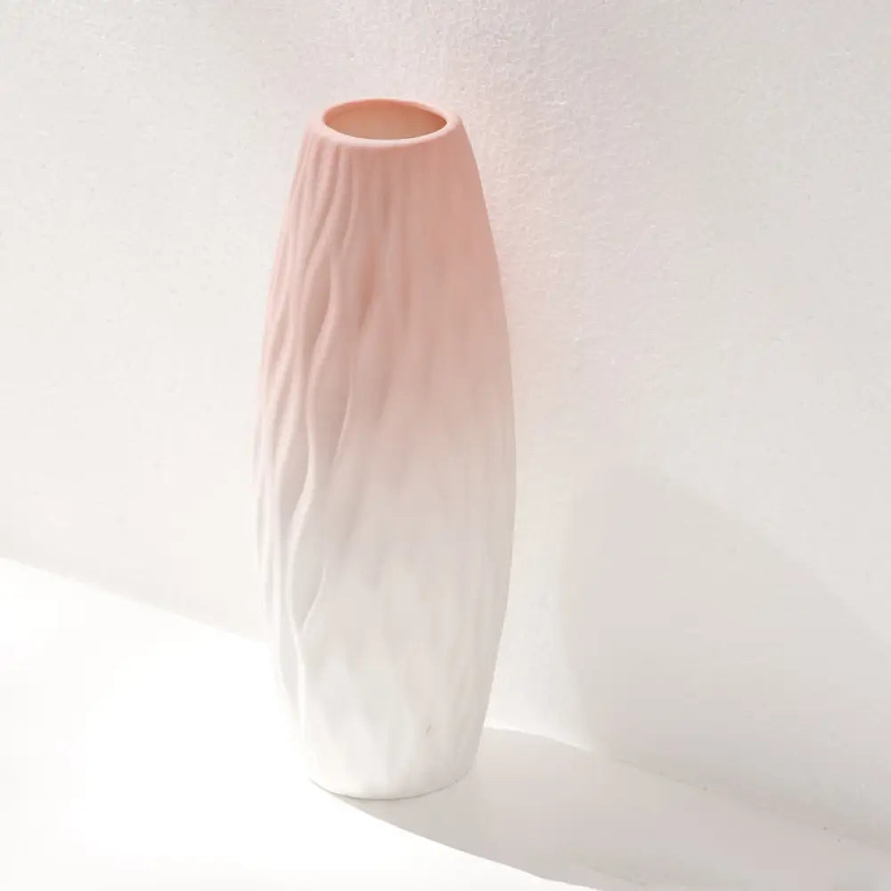 ID1276 【ピンクグラデーション】陶器花びん モダンデザイン ドライフラワー用 書斎・リビング飾り おしゃれ 職人手作り ギフト対応 写真通り④ インテリア雑貨＞その他