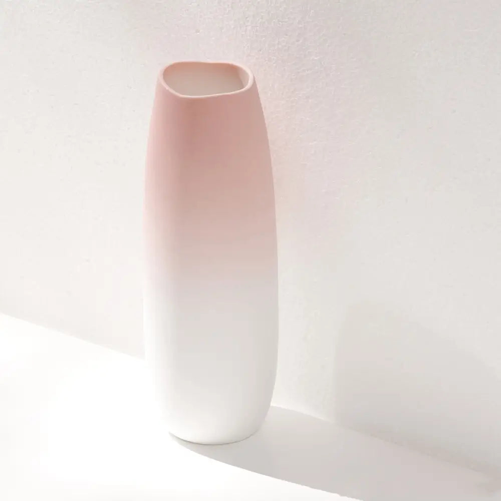 ID1276 【ピンクグラデーション】陶器花びん モダンデザイン ドライフラワー用 書斎・リビング飾り おしゃれ 職人手作り ギフト対応 写真通り② インテリア雑貨＞その他