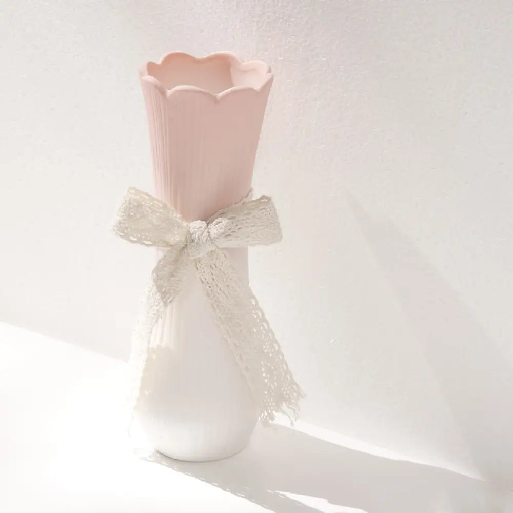 ID1276 【ピンクグラデーション】陶器花びん モダンデザイン ドライフラワー用 書斎・リビング飾り おしゃれ 職人手作り ギフト対応 写真通り⑥ インテリア雑貨＞その他