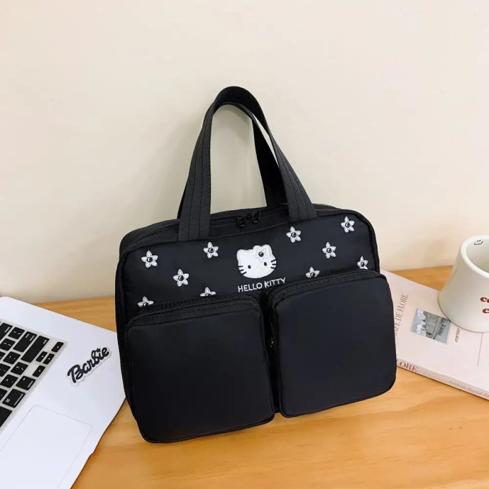 ポーチ兼用 キティ 刺繍 大容量 トートバッグ インスタ風 レディース 通勤 お出かけ 手提げかばん 新作 かわいい おしゃれ 軽量 便利 ID4114 ブラック / フリー インテリア雑貨＞ファッション雑貨
