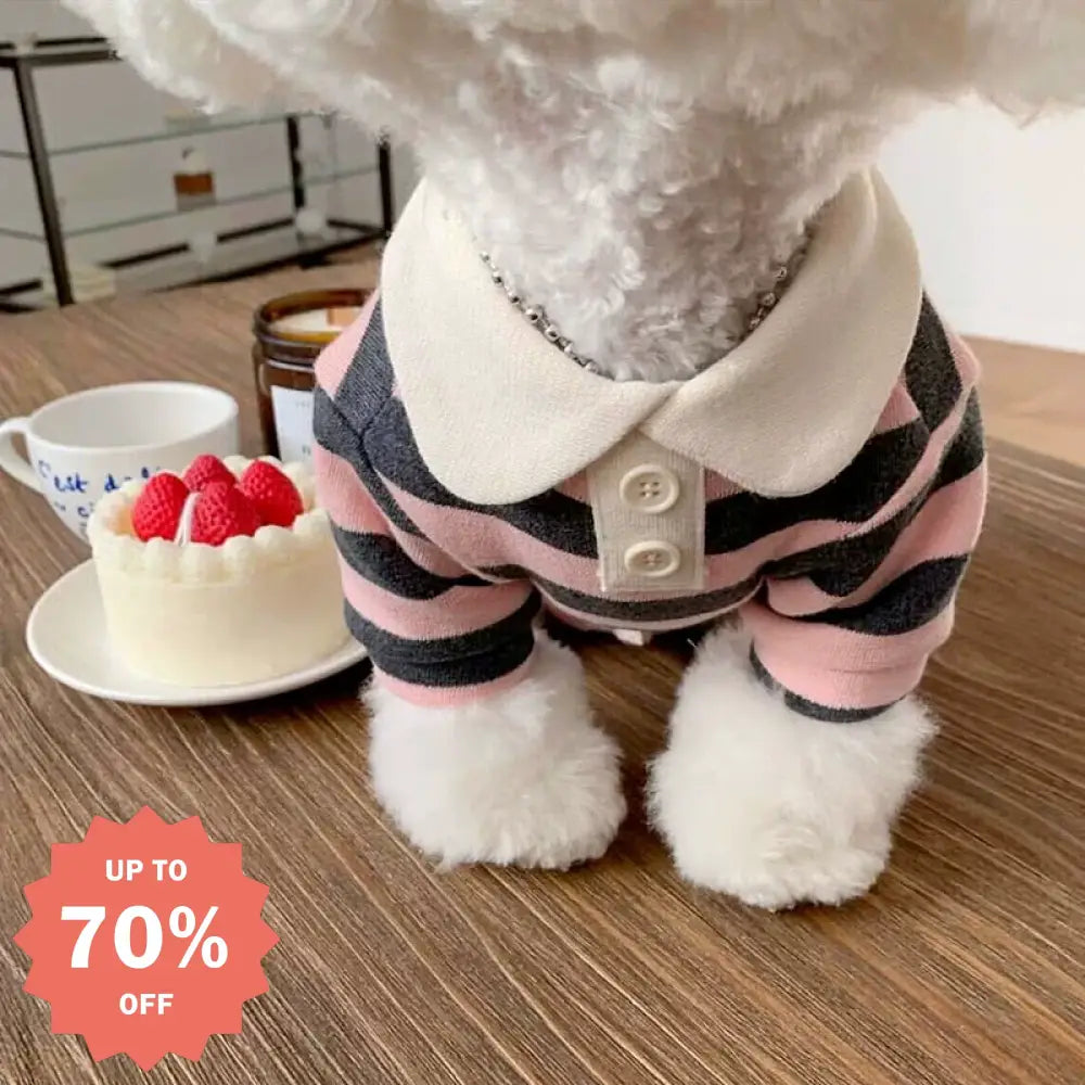 ポロカラー ストライプ柄 3色展開 可愛い かわいい オシャレ 男の子 女の子 かわいい おしゃれ お出かけ お散歩 カジュアル デイリー 普段使い ペット用品＞ウェア