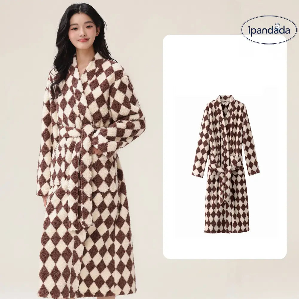 女性用 男性用 寝巻き 冬用 長丈 フリース 厚手 ハーフフリース ペア バスローブ コーラルフリース 家庭用 ルームウェア ID2354