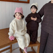 親子 ソフト フワフワ フリース 保温 加厚 パジャマ ルームウェア 冬季 セット ID2918