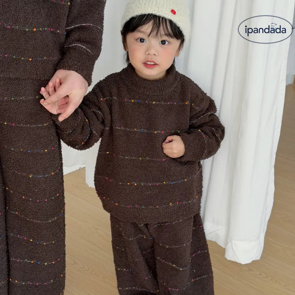 親子 ソフト フワフワ フリース 保温 加厚 パジャマ ルームウェア 冬季 セット ID2918