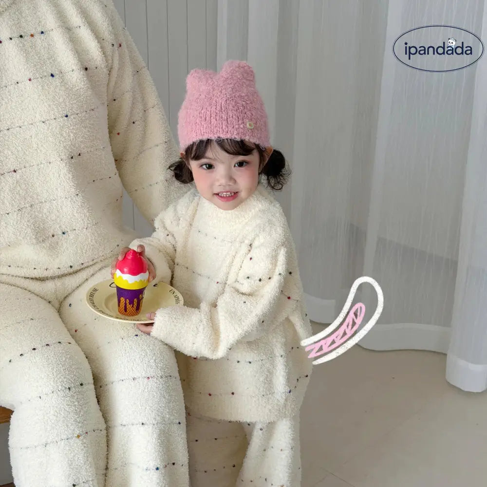 親子 ソフト フワフワ フリース 保温 加厚 パジャマ ルームウェア 冬季 セット ID2918