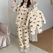 親子 長袖 パンツ 2点セット パジャマ レディース カートゥーン ルームウェア ID3438 タイプ① / 90cm