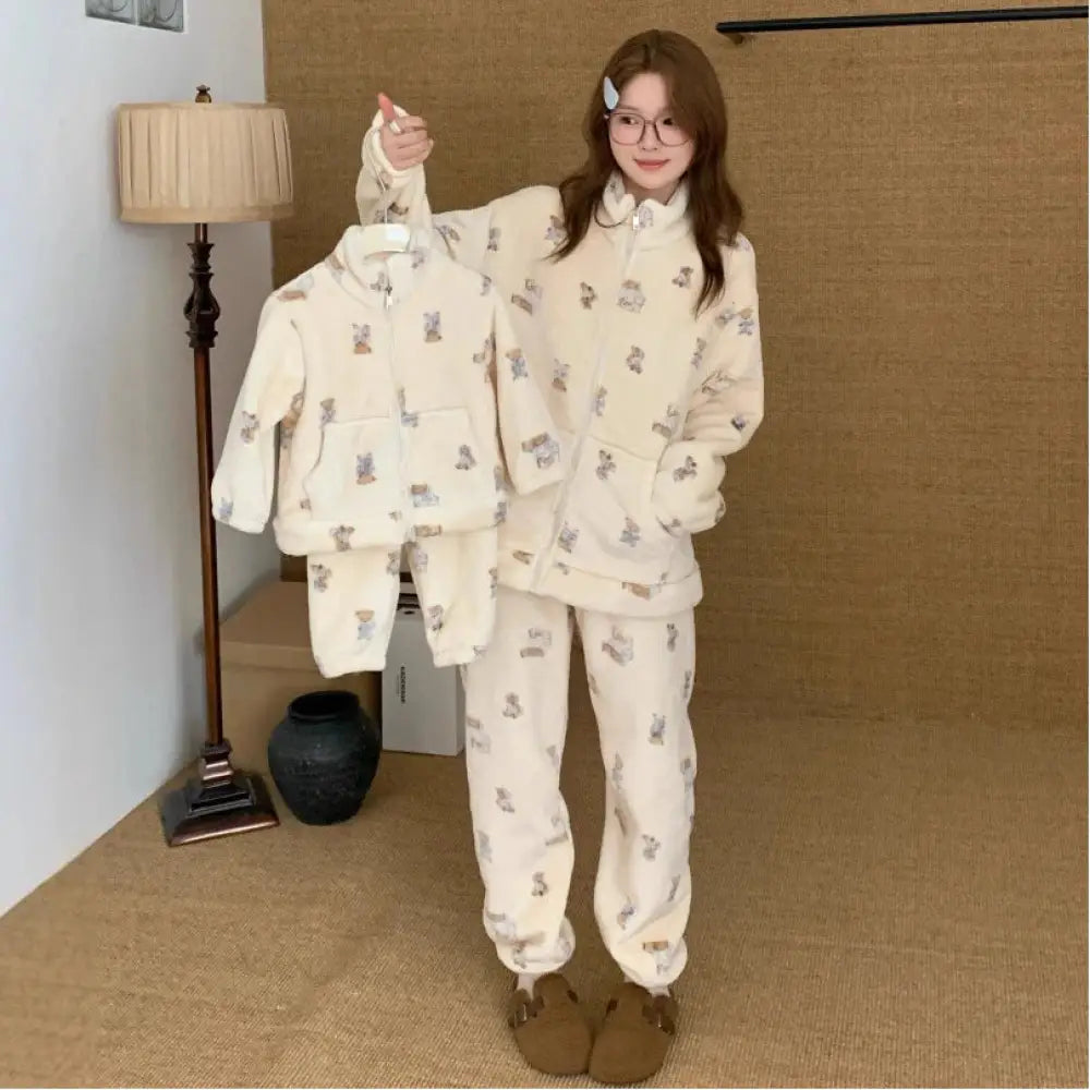 親子 長袖 パンツ 2点セット パジャマ レディース カートゥーン ルームウェア ID3438 タイプ② / 90cm