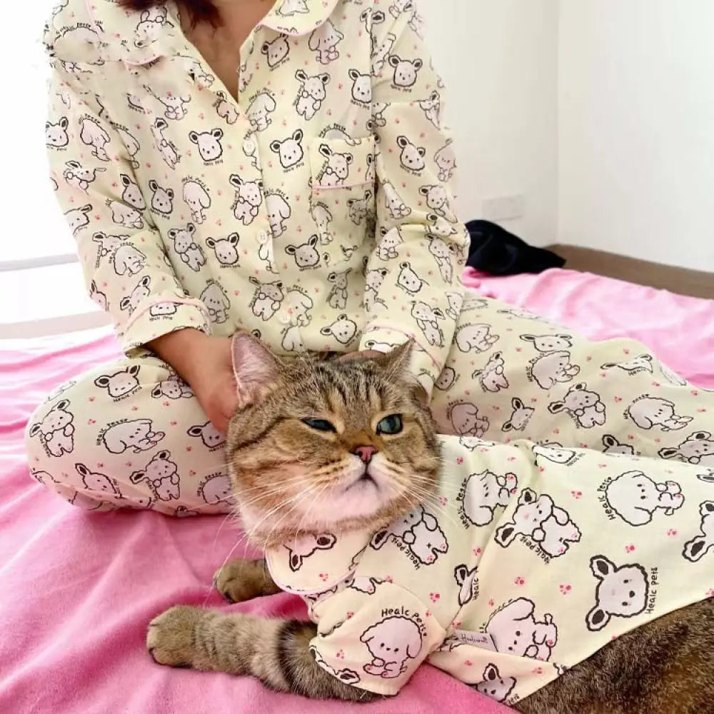 親子パジャマ ペット服 猫 犬 オーナー 綿100% ライン 小型犬 ピンク 半袖 長袖 インスタ風 かわいい おそろい ペア ホームウェア 快適 吸汗 通気性 柔らかい 春 夏 秋 着心地 シンプル おしゃれ ペットウェア