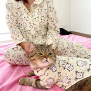 親子パジャマ ペット服 猫 犬 オーナー  綿100% ライン 小型犬 ピンク 半袖 長袖 インスタ風 かわいい おそろい ペア ホームウェア 快適 吸汗 通気性 柔らかい 春 夏 秋 着心地 シンプル おしゃれ ペットウェア オーナーウェア リラックス ルームウェア ペットコーデ キュート デザイン ID2114