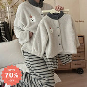 親子セット 秋冬 男女 子供用 フリース カーディガン パジャマ もこもこ 冬用 部屋着 可愛い ID3393 グレー / 90cm