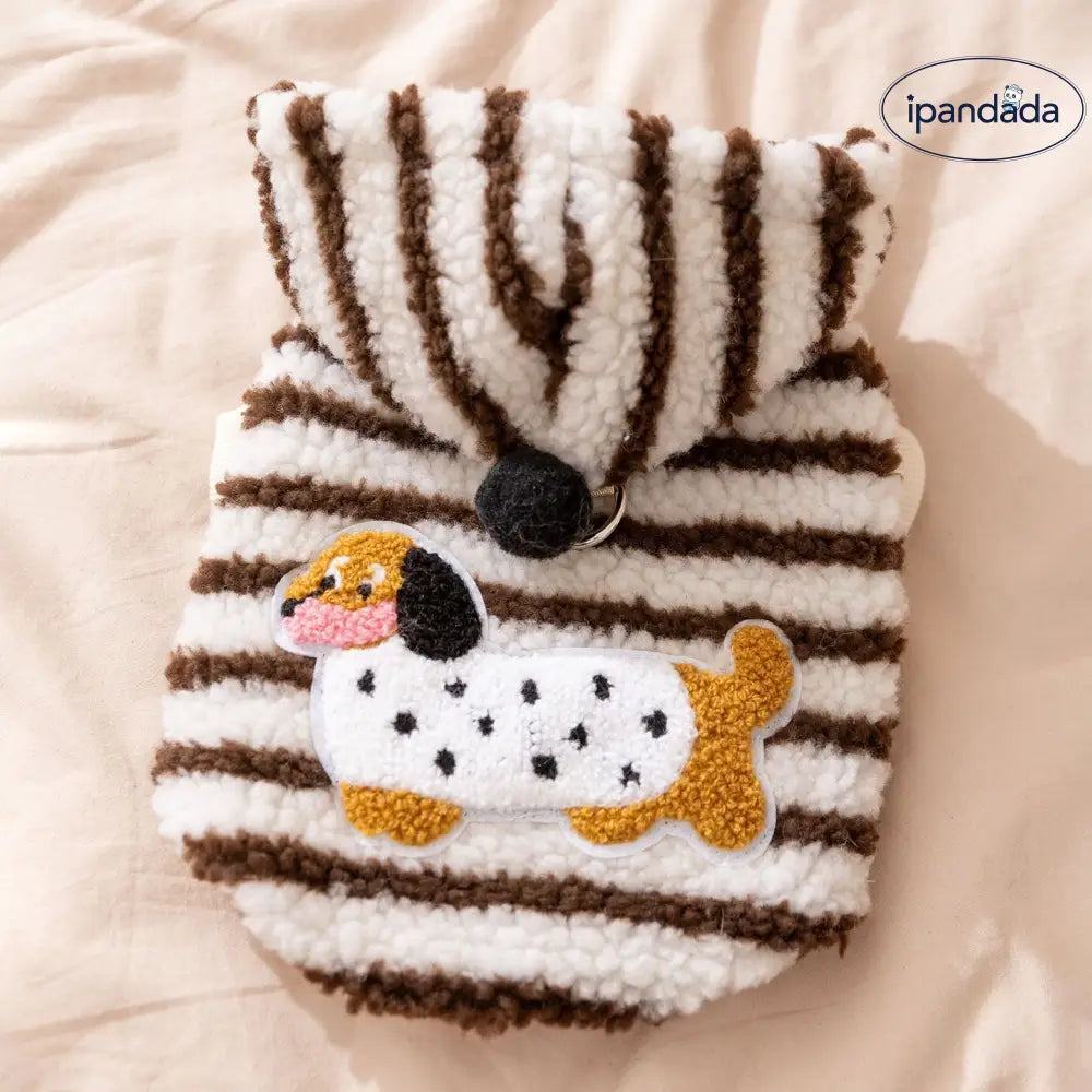 秋冬 ペット服 ストライプ ダックスフンド 牽引可能 フード付き 厚手 保温 2足 フリース ジャケット 子犬用 ドッグウェア ID2537