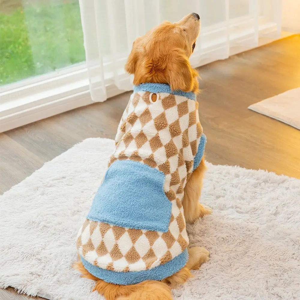 秋冬 大型犬 フリース ベスト 中型 大型犬 ゴールデンレトリバー サモエド 二足 コットン ジャケット ペット用 大型犬 服 ID2752 ブルー / 3XL
