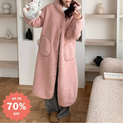 秋冬 フード付き 保温 フリース ローブ ロング丈 膝丈 レディース パジャマ ゆったり 厚手 ルームウェア ID3048