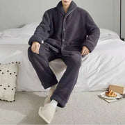 秋冬 ふわふわ コーラルフリース フランネル 男性 パジャマセット 厚手 保温 ID3092