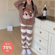 秋冬 ふわふわ 厚手 ゆったり カップル ルームウェア パジャマ セット ID3065