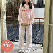 秋冬 高級 新作 パジャマ カップル ゆったり ライン ドゥ・ベア ソフト フワフワ レディース ルームウェア パジャマ セット ID2951